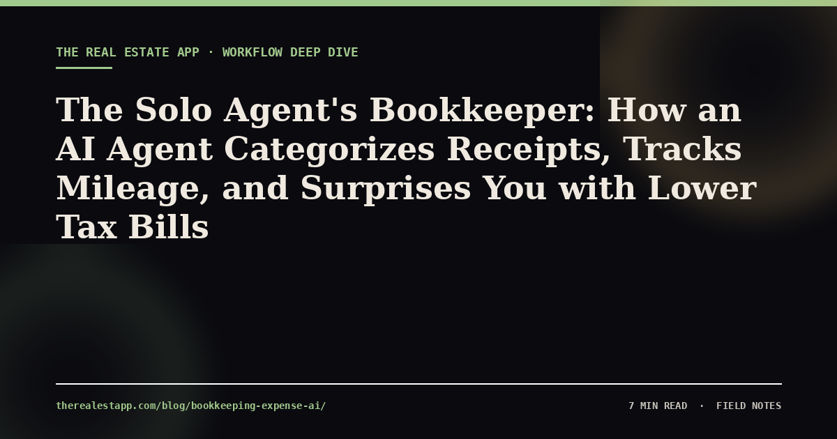 The Solo Agent's Bookkeeper: How an AI Agent Categorizes Receipts, Tracks Mileage, and Surprises You with Lower Tax Bills