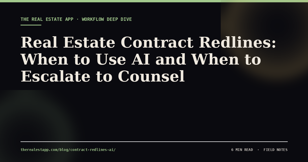 Real Estate Contract Redlines: When to Use AI and When to Escalate to Counsel
