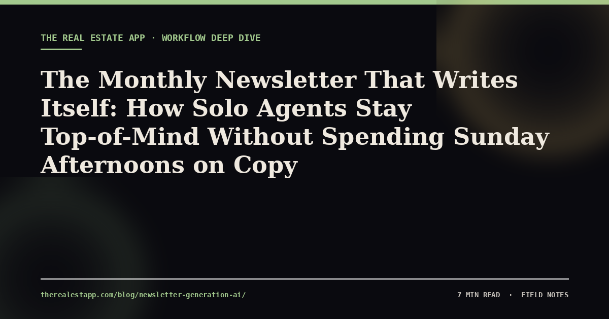 The Monthly Newsletter That Writes Itself: How Solo Agents Stay Top-of-Mind Without Spending Sunday Afternoons on Copy